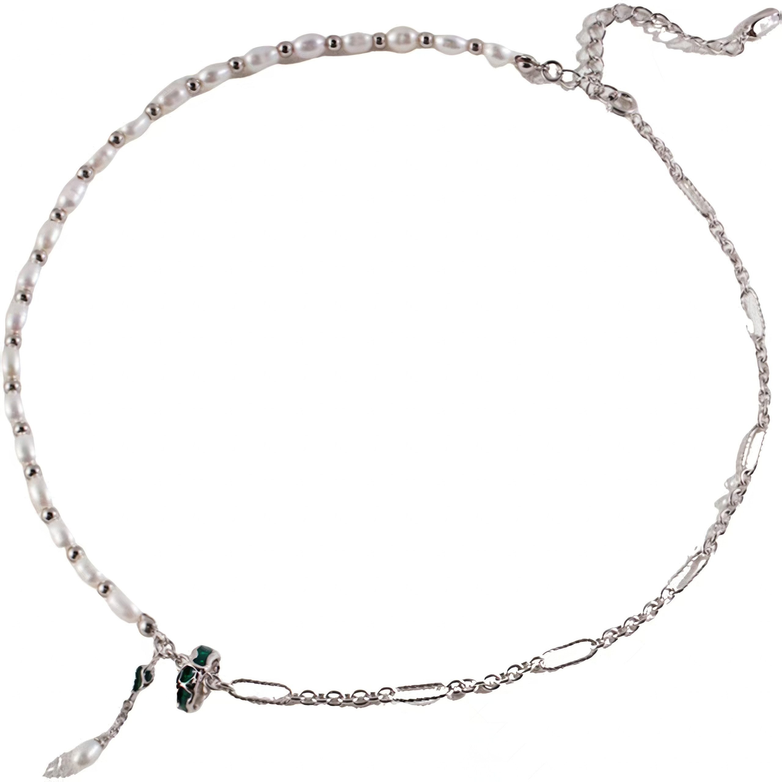 Silberkette Damen Halskette, 925 Silber Halskette, Perlen Anhänger Halskette