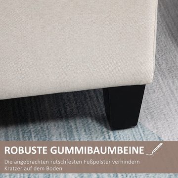 HOMCOM Sitzbank (Set, Sitzottomane), Sitzbank mit Stauraum leinenartiges Polyester holz Cremeweiß