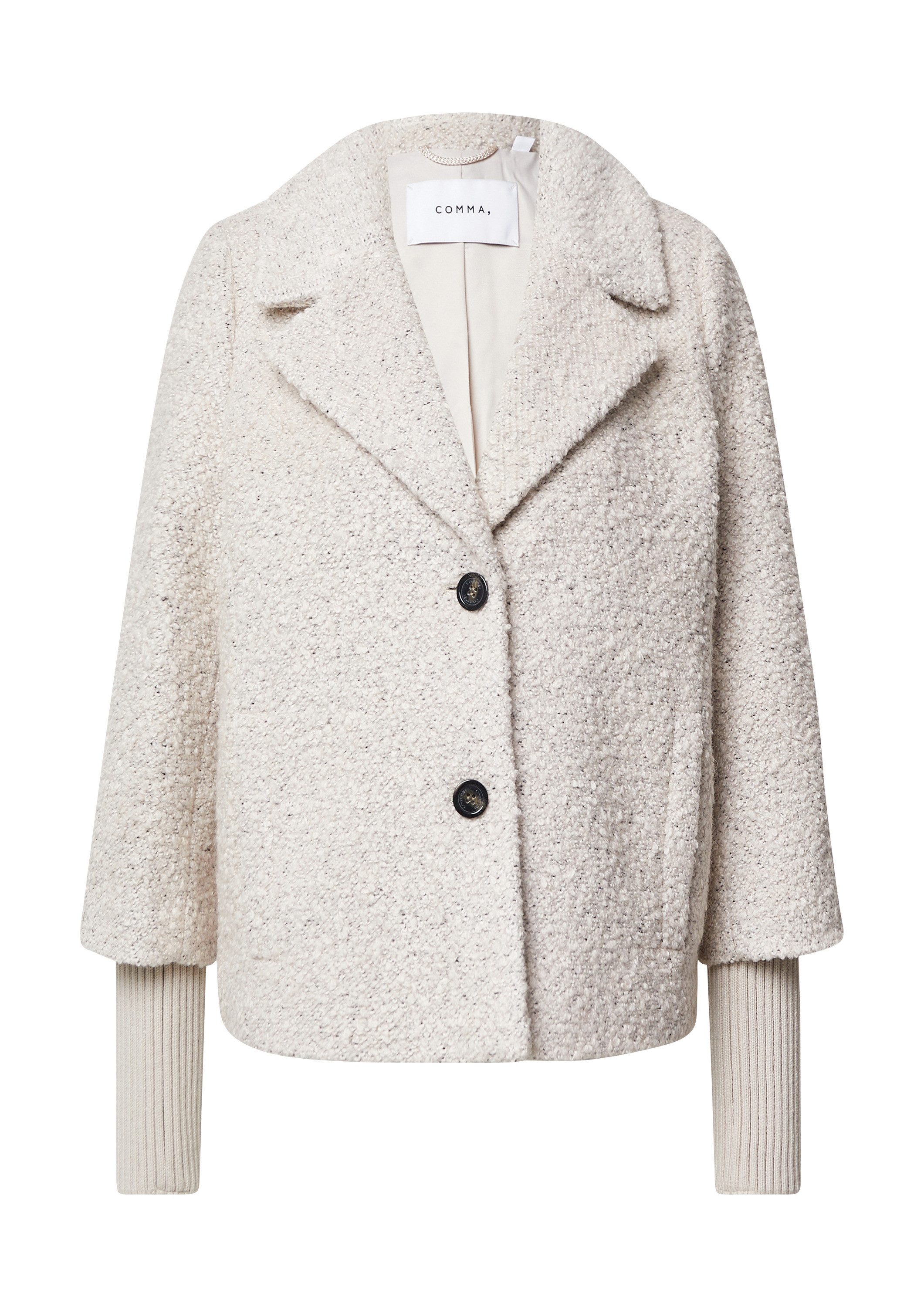 comma Funktionsjacke Outdoor-Jacke Boucléjacke mit Rippbündchen und Reverskragen