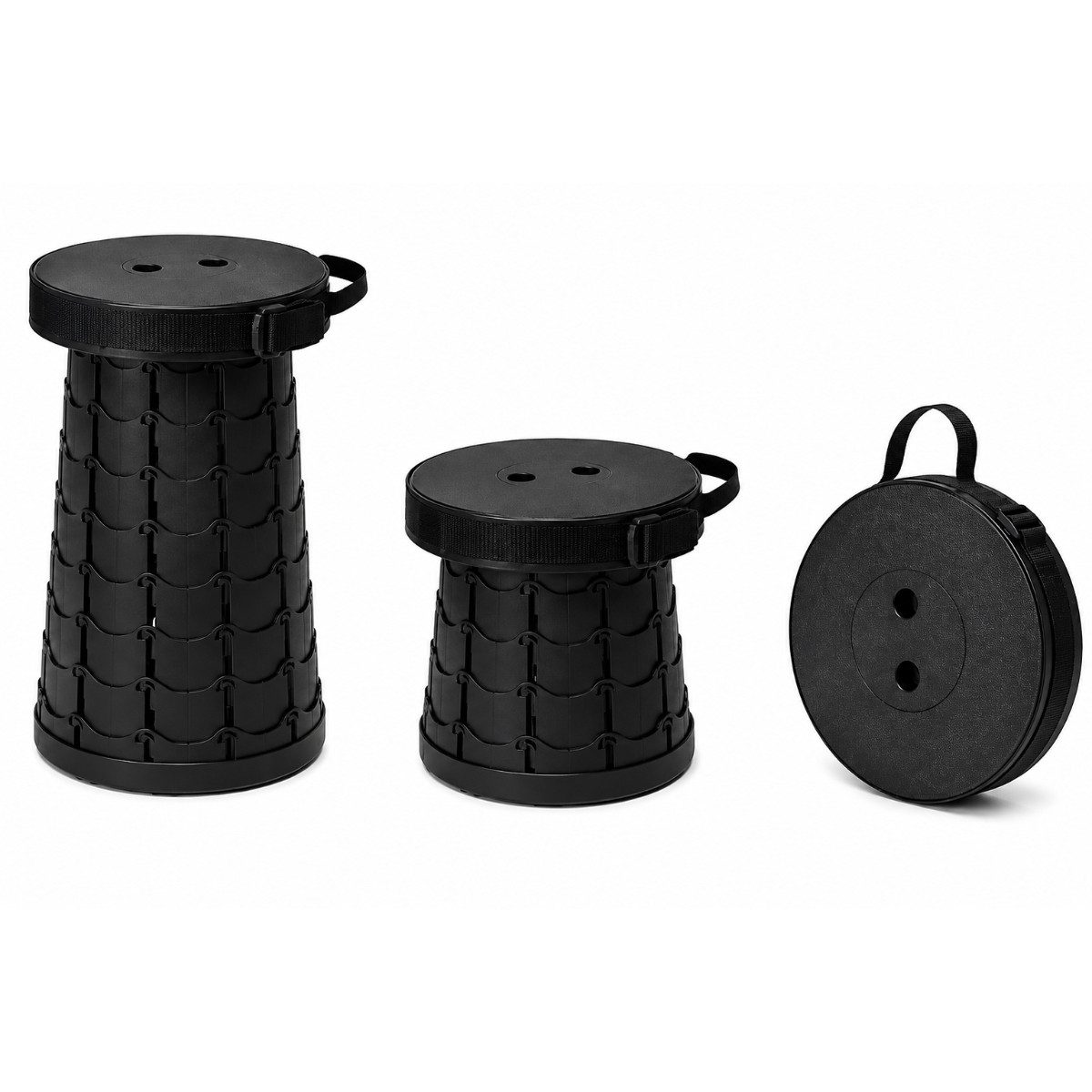 Sitzhocker Faltbarer Klapphocker 41 cm hoch Campinghocker bis 150 kg Schwarz