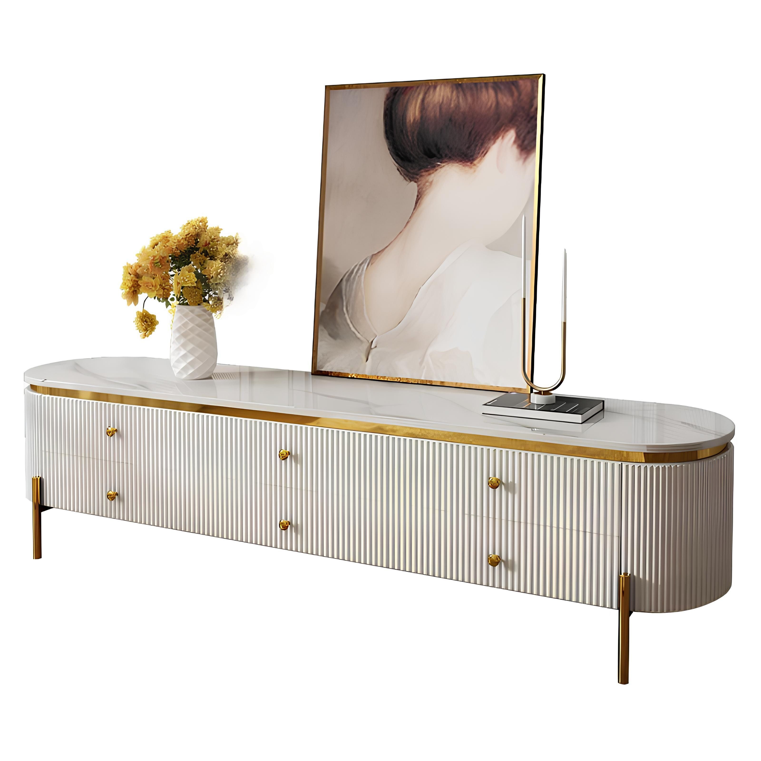JVmoebel Lowboard Hochglanz Sideboard im RTV Design mit goldenen Elementen (1 St), Made in Europa