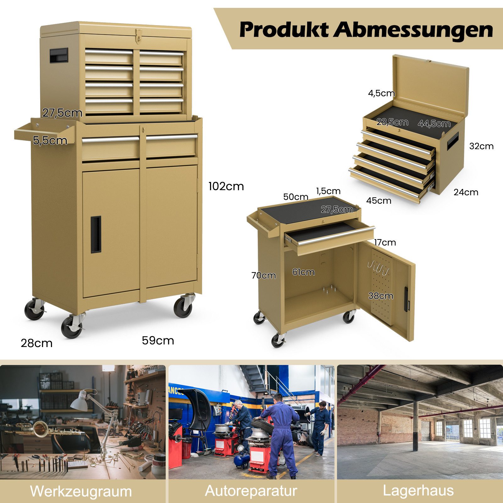 COSTWAY Werkzeugwagen, max. Traglast:100,00 kg, mit 5 Schubladen, abnehmbar