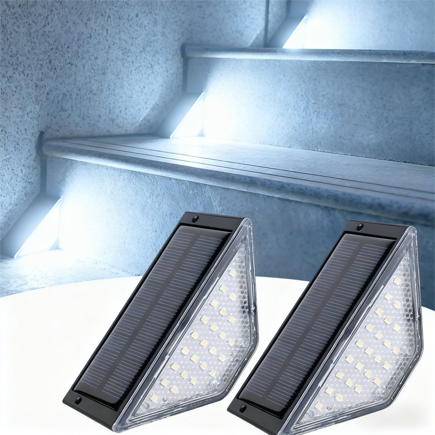 QUBEBU LED Solarleuchte Solar Bodenleuchten Aussen Solarleuchte Garten, Solar-Stufenleuchten, 3000K Warmweiß LED Stufenleuchte, für Treppen Stufen Zäune Höfe Weg, 2/4/6/8/10er Packs LED Wandlampe Solarleuchten für den Außenbereich