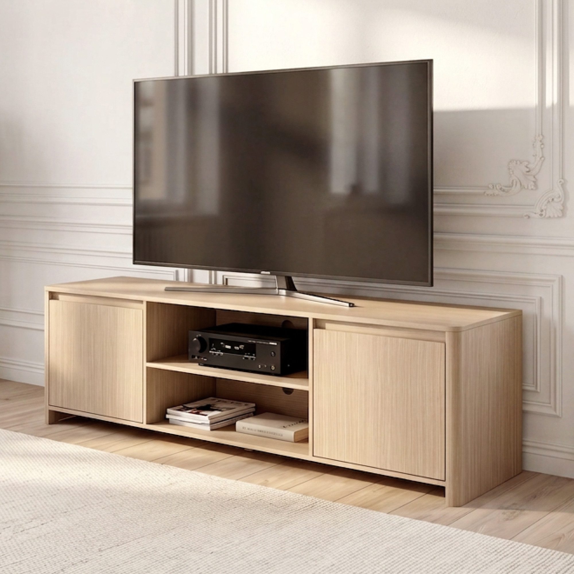 en.casa TV-Schrank »Takranmaa« mit 2 Türen 150 x 40 x 50 cm Eicheoptik