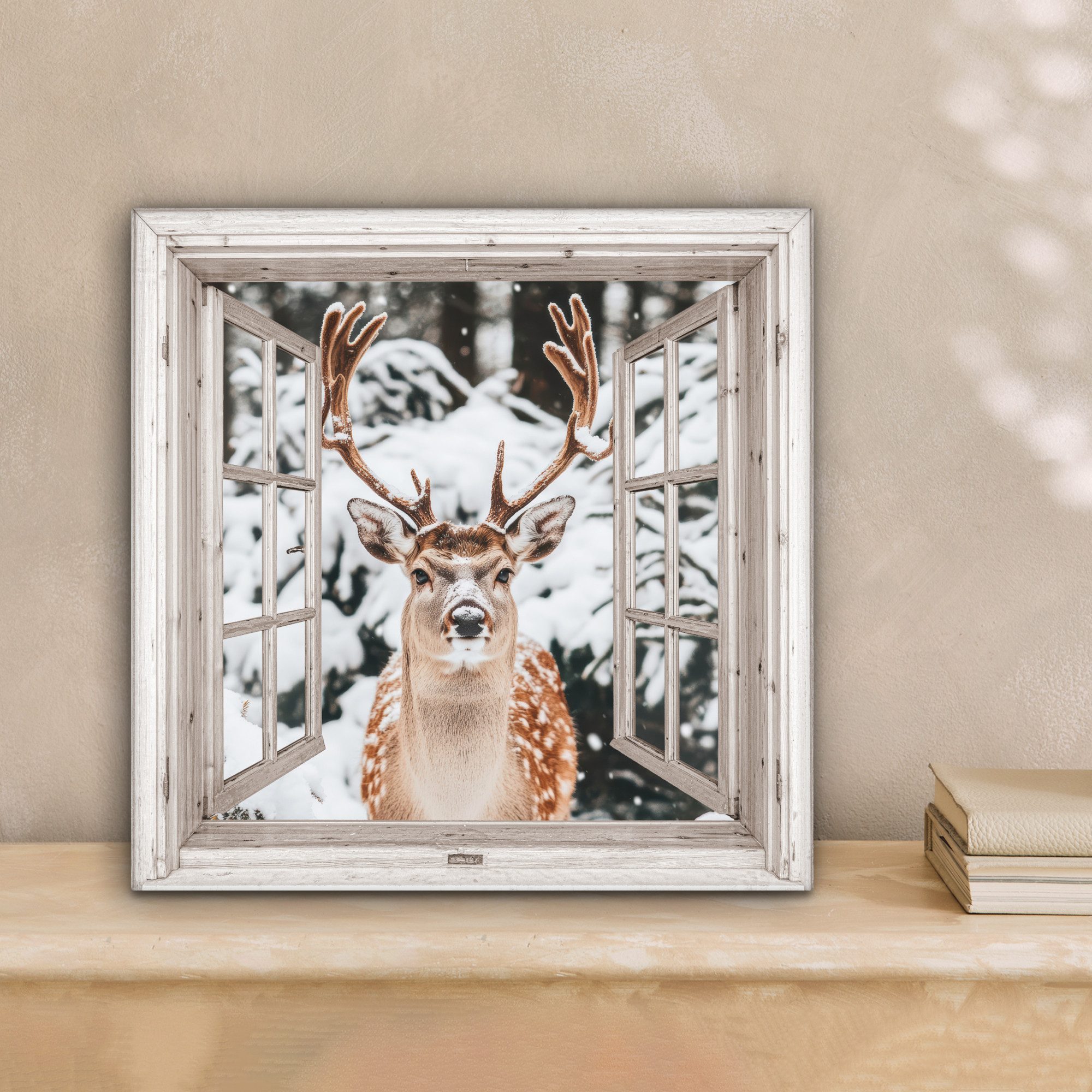 OneMillionCanvasses® Leinwandbild Durchgucken - Hirsch - günstig online kaufen