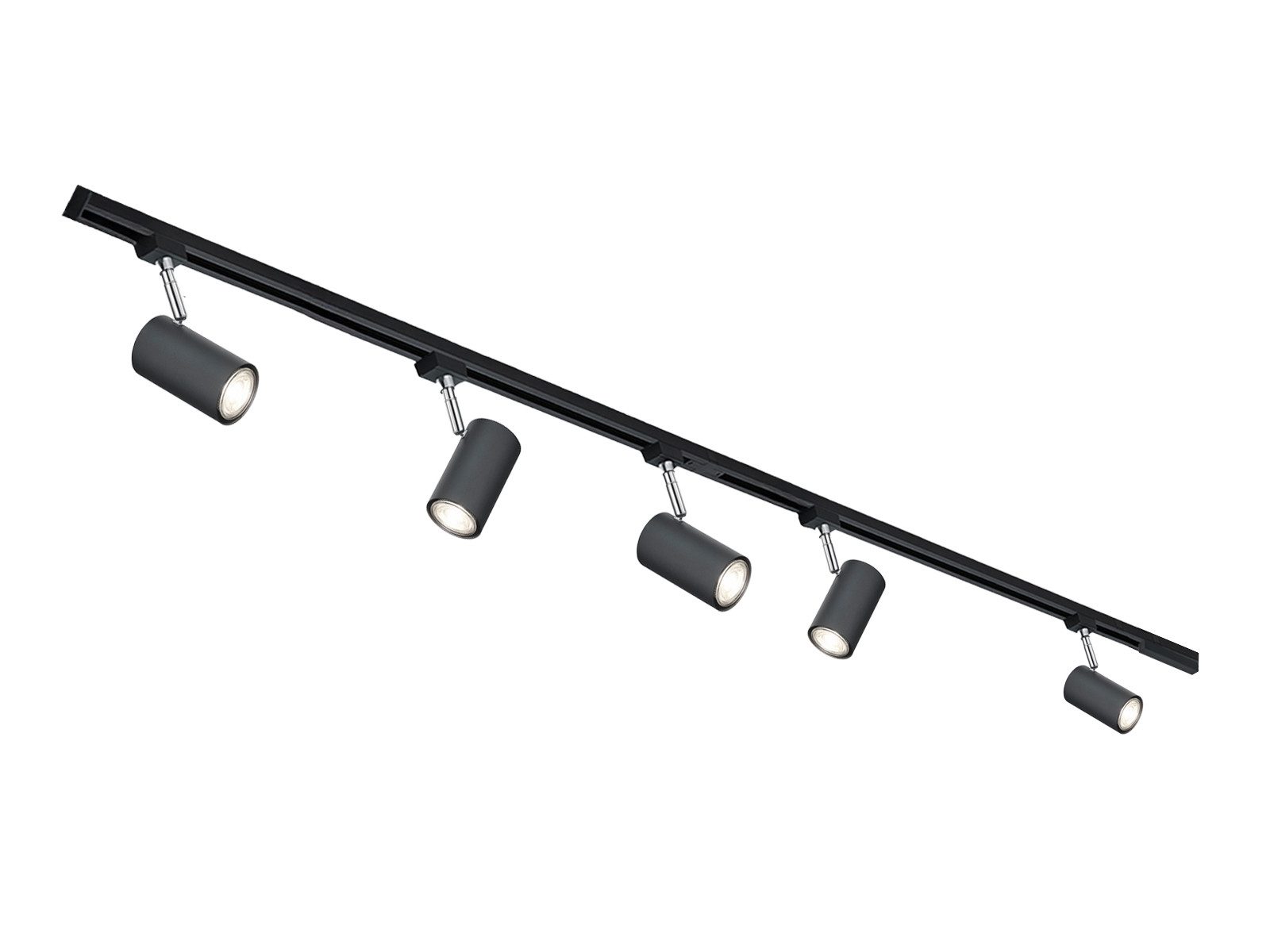 TRIO Leuchten Schienensystem-Sets komplett mit 5 Strahlern, Länge 202,5cm, ohne Leuchtmittel, 2-Phasen Lichtschienensystem für Wand & Decke, Deckenleuchte lang groß