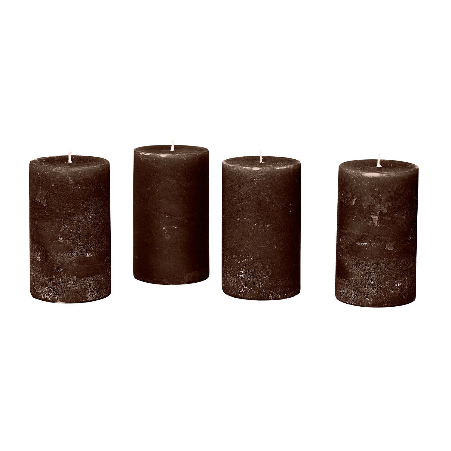 Mirabeau Stumpenkerze Kerze 4er Set Braga dunkelbraun (4er Set, 4er Set) günstig online kaufen