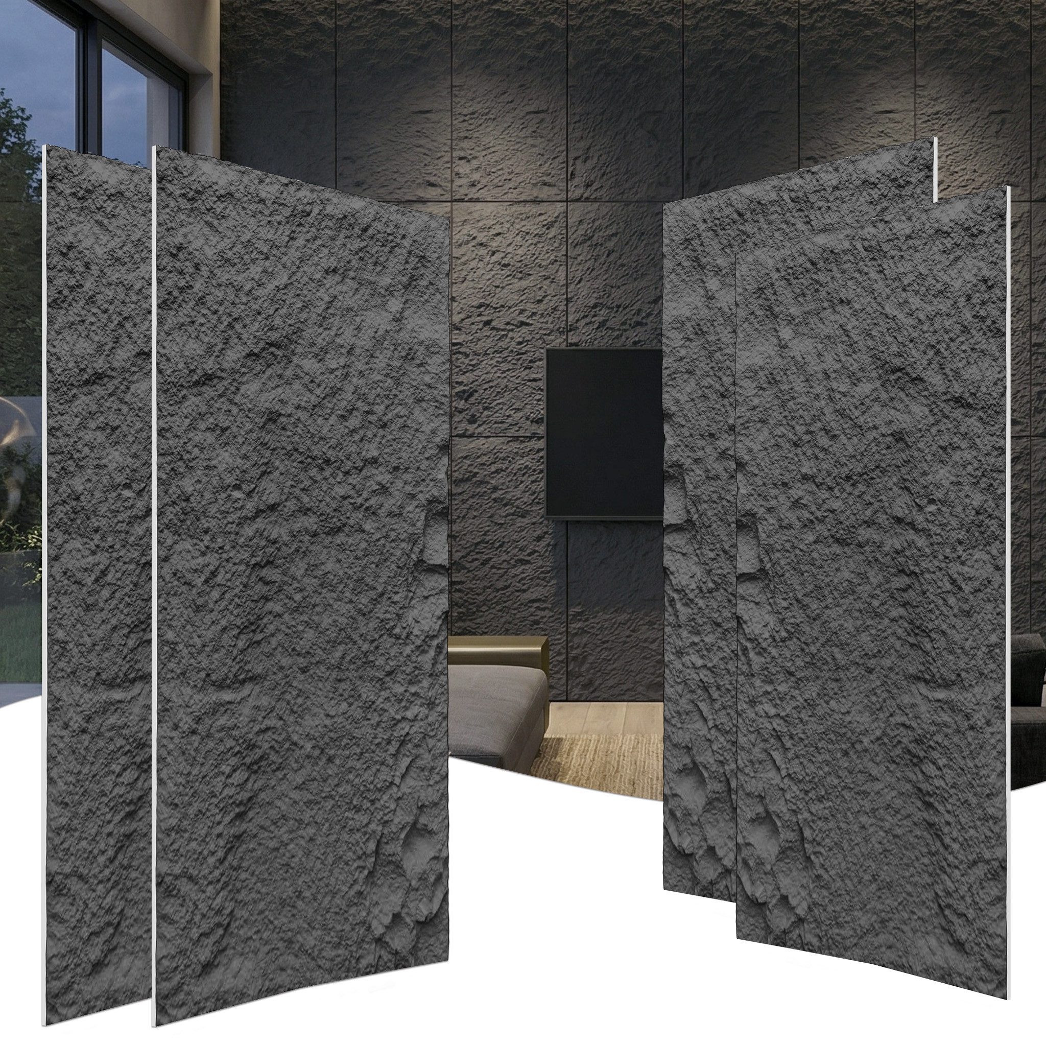 FIVMEN 3D Wandpaneel 120x60 cm Steinoptik Polystyrol 3cm dick Leichte Deckenpaneele, (4-tlg) für Wohnzimmer Küche Bad Schlafzimmer, 2 Stück/3 Stück