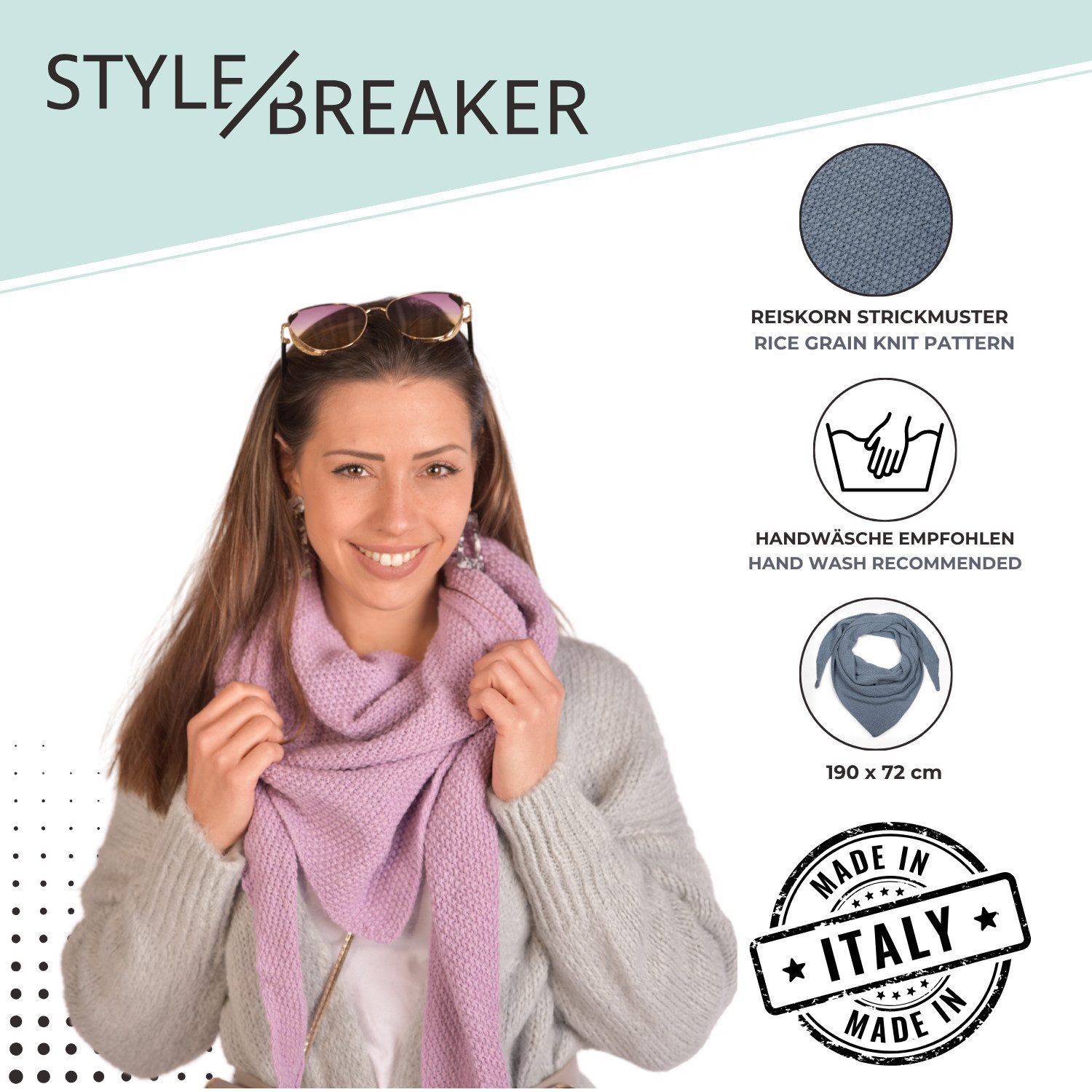 styleBREAKER Dreieckstuch Strick Dreiecktuch Einfarbig, (1-St)