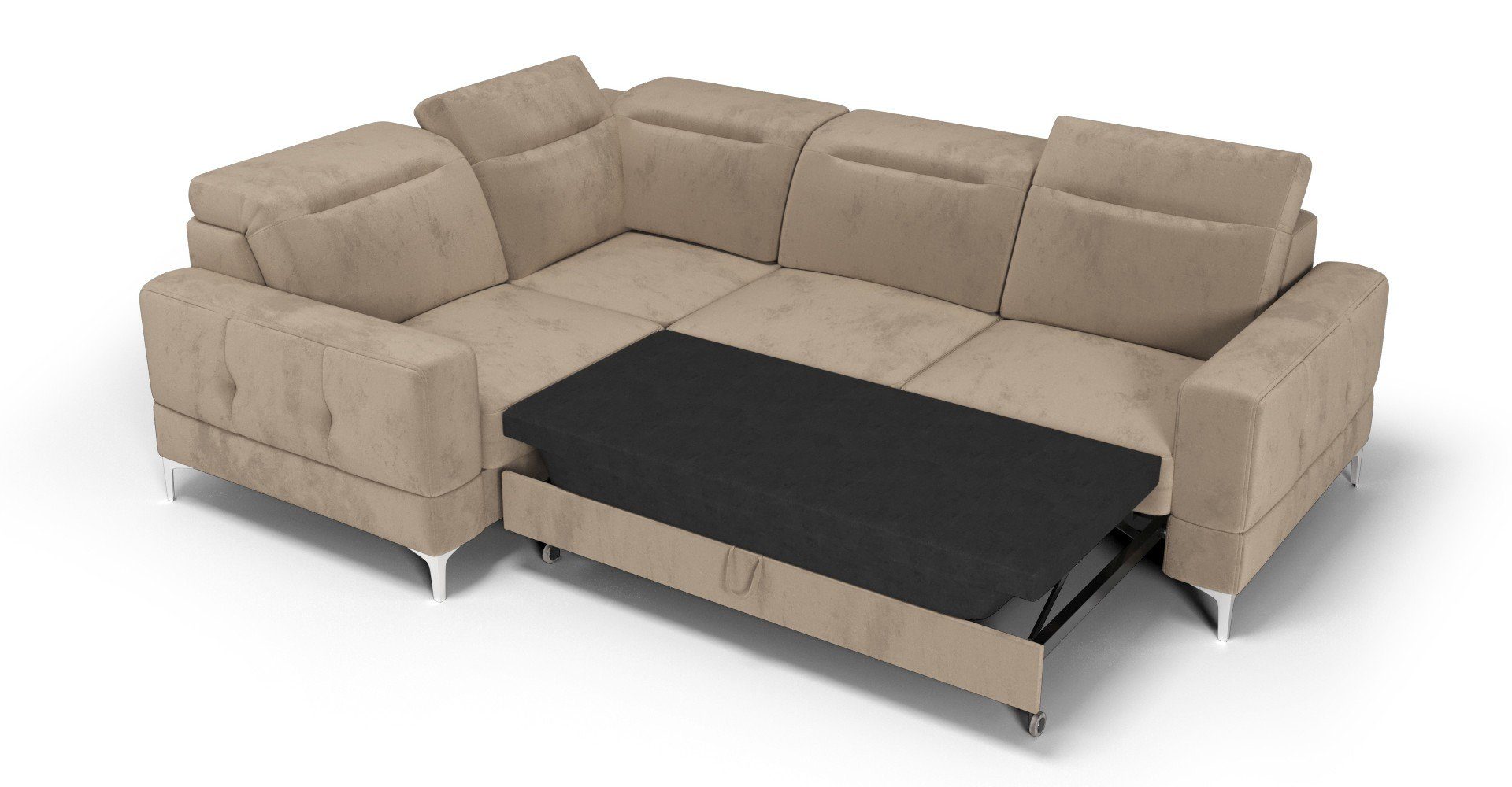 Möbel für Dich Stoff-und Element Relaxfunktion, grün Schlaffunktion Relax, Farbauswahl, mit Ecksofa Malibu mit 20 mit Veloursstoff