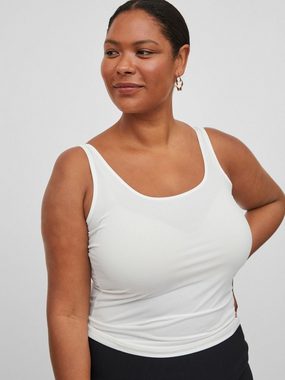 Vila Shirttop Langes Tank Top Plus Size Übergrößen Ärmelloses Basic VIJENNI 4617 in Weiß