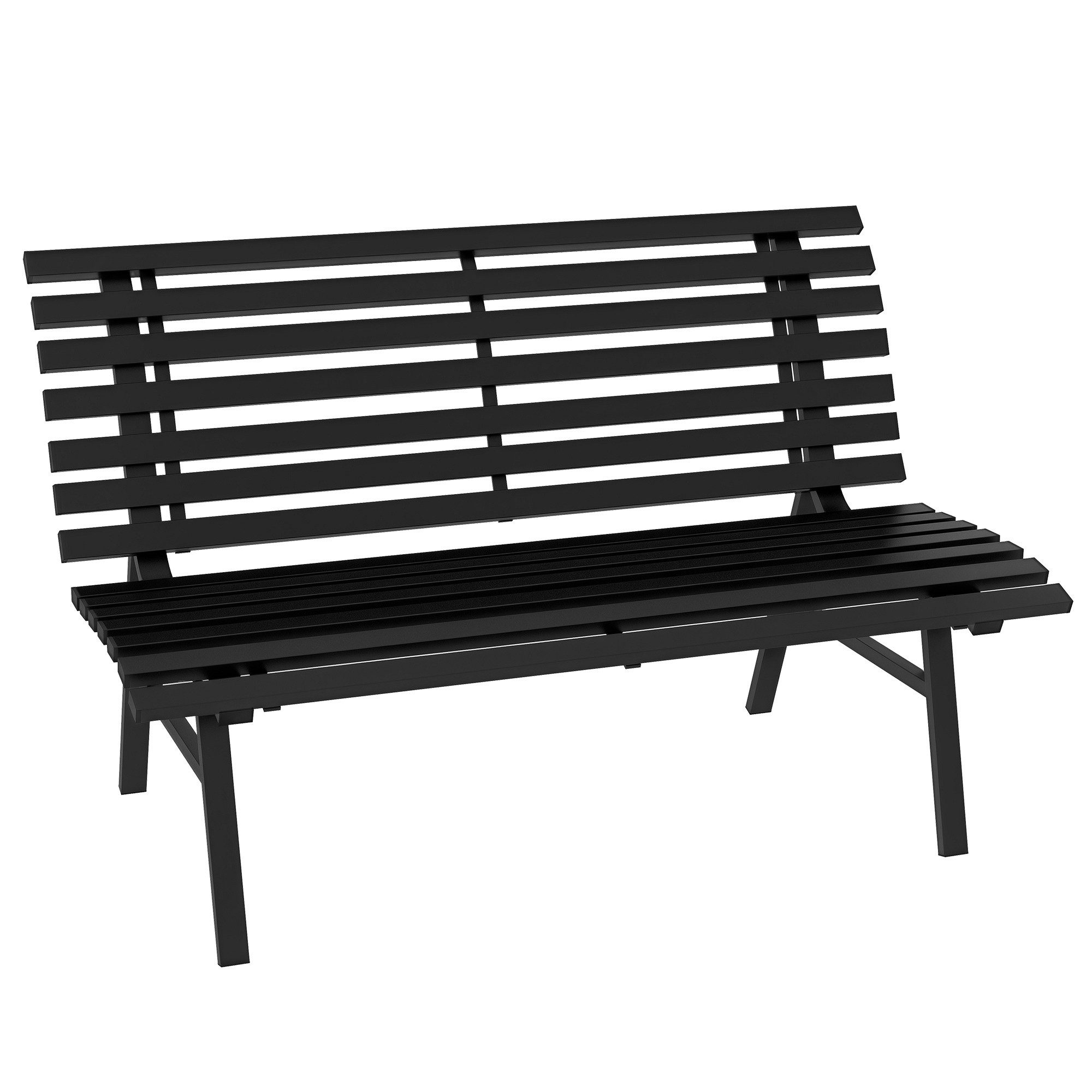 Outsunny Gartenbank aus Alu, mit Lamellen-Design, 240kg belastbar (wetterfest Sitzbank, 1-St., 2-Sitzer Gartenmöbel), für Balkon, Terrasse, Garten, 123 x 67 x 79cm, Schwarz
