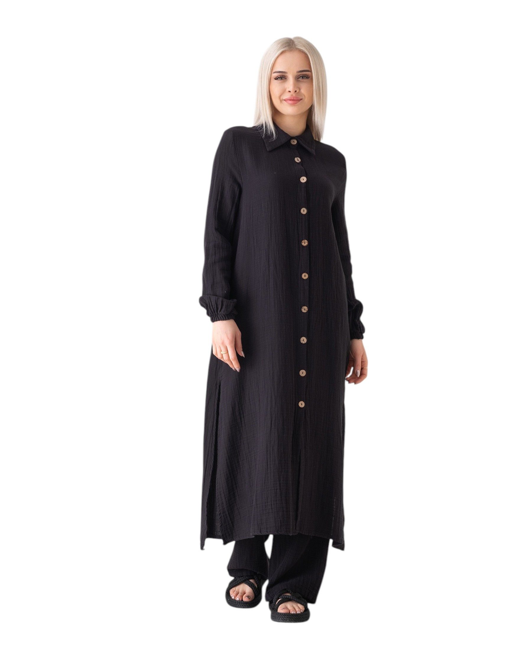 WENOR Longtunika Musselin 130cm lang Kokosknopf günstig online kaufen