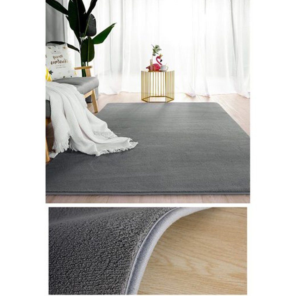 FELIXLEO Hochflor-Teppich Unterseite Kurzflor Anti-Rutsch Teppich, dunkelgrau, Carpet