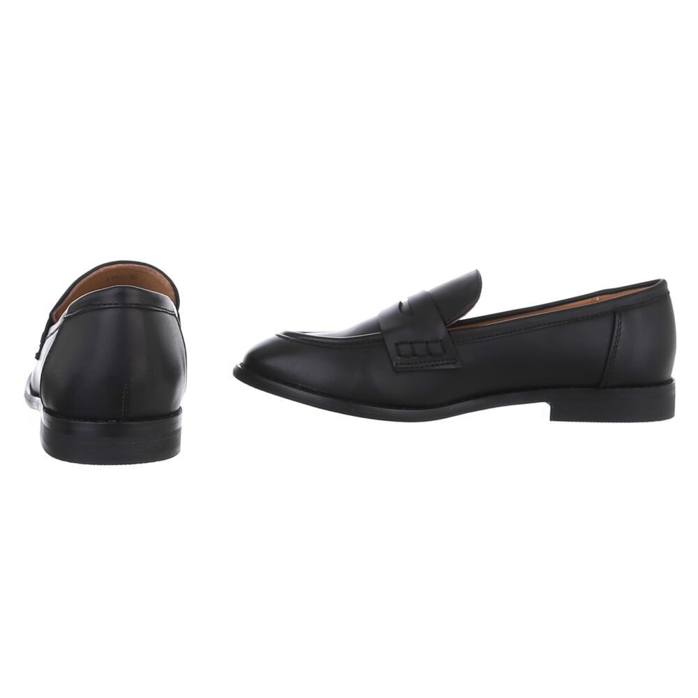 Ital-Design Komfortable Loafers für Stil und Alltag Slipper (89092384) Blockabsatz Mokassins in Schwarz