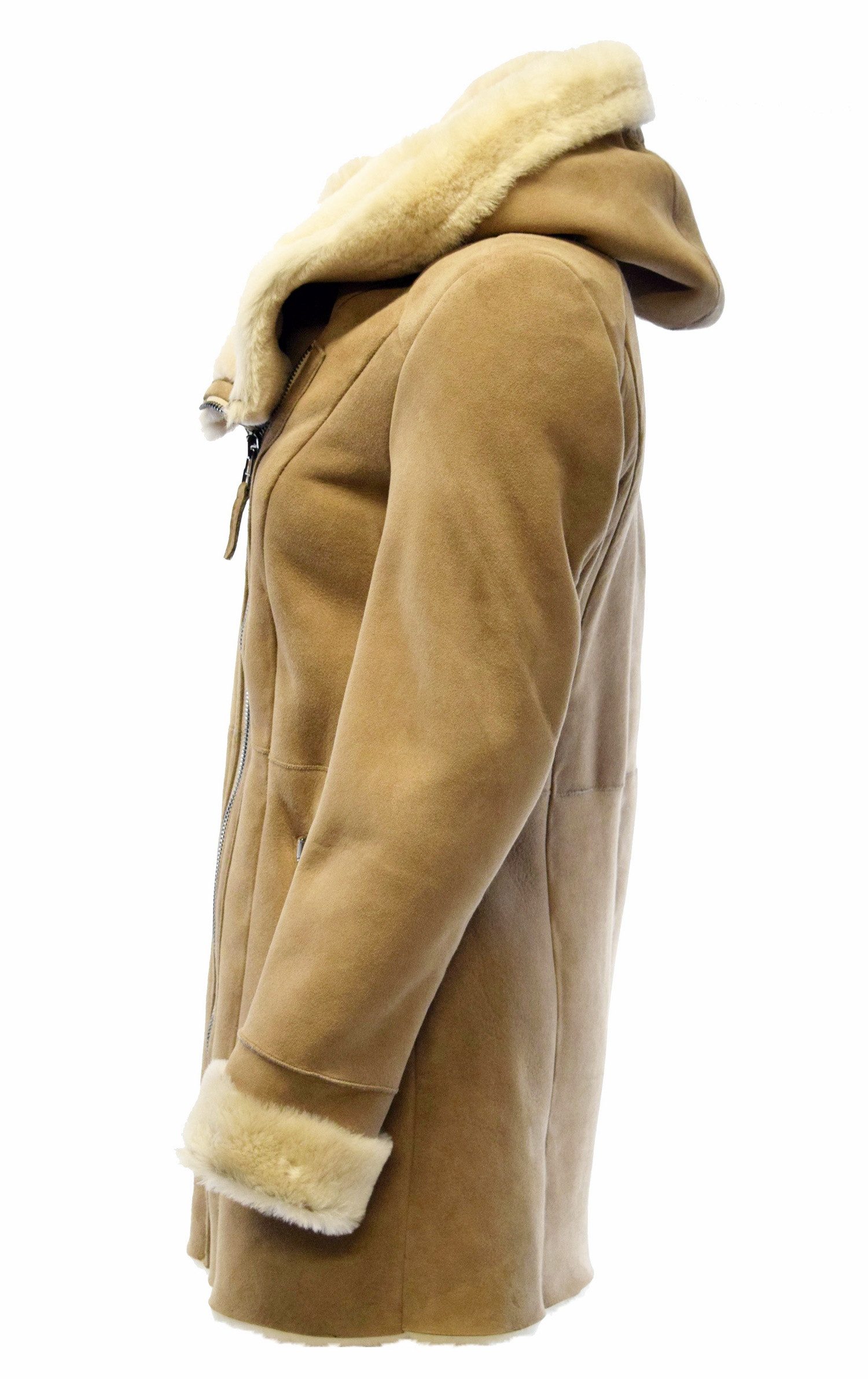 Zimmert Leather Ledermantel Olivia Damen, Lammfellmantel, Kapuze, Beige, Nu günstig online kaufen