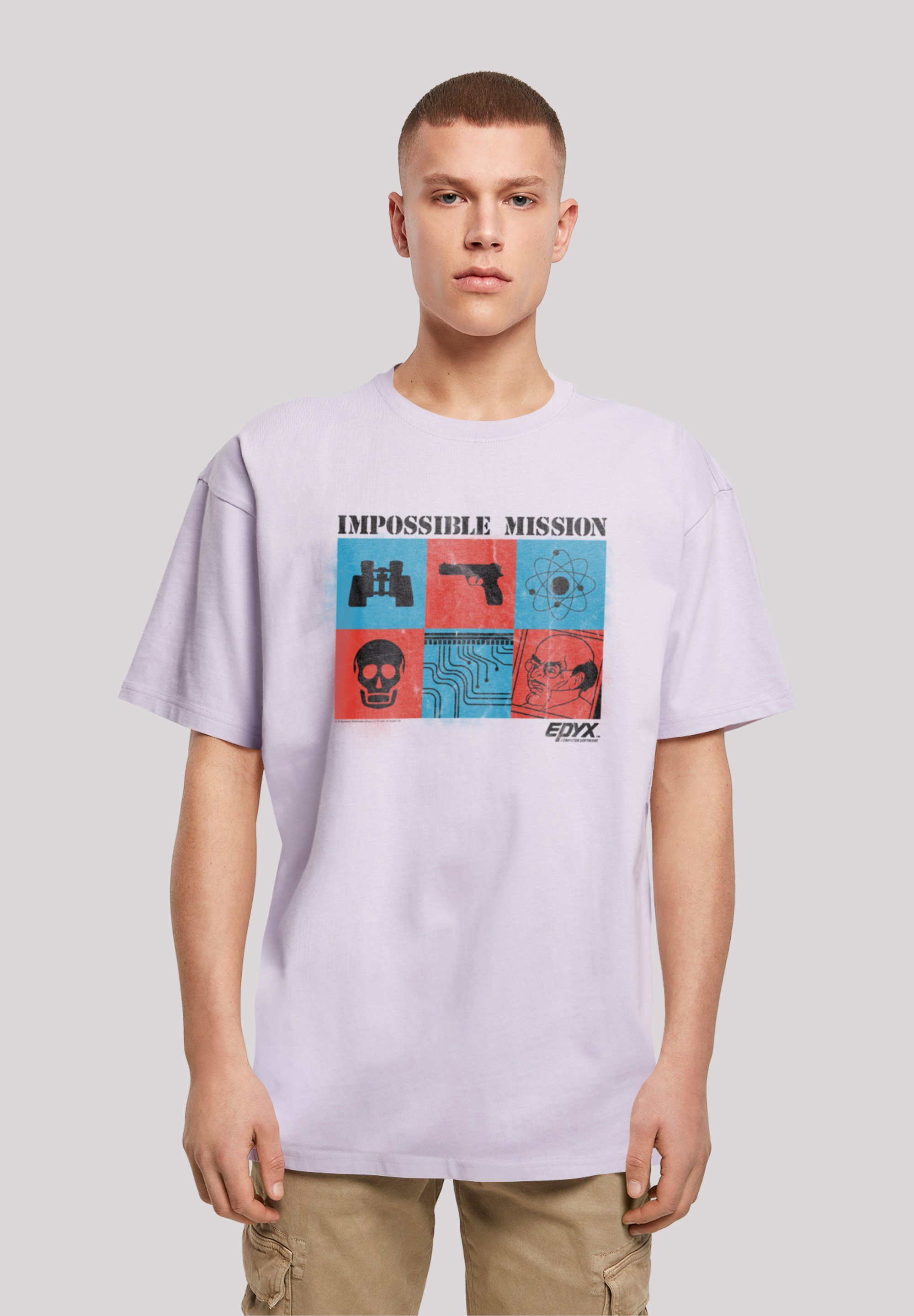 Retro SEVENSQUARED Print lilac Mission T-Shirt Gaming Impossible F4NT4STIC