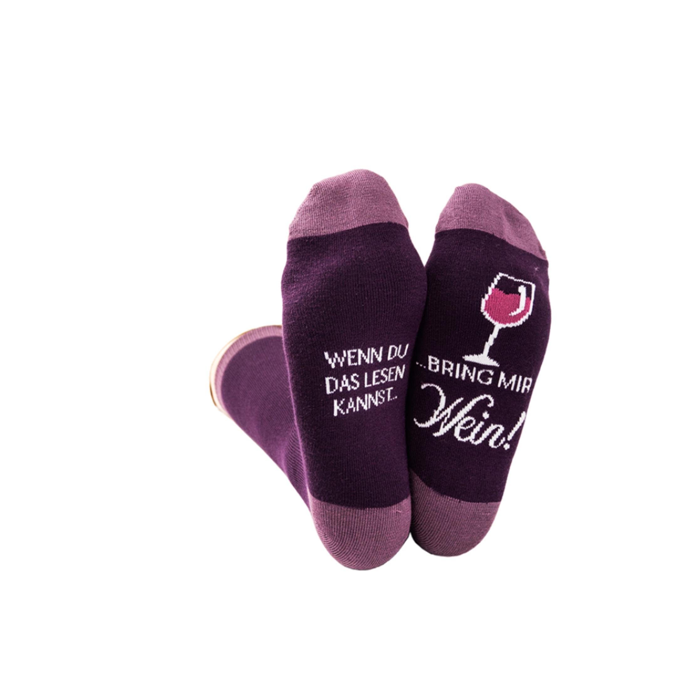 Grafik Werkstatt Socken Coole Socke mit Spruch Bring mir Wein Grösse