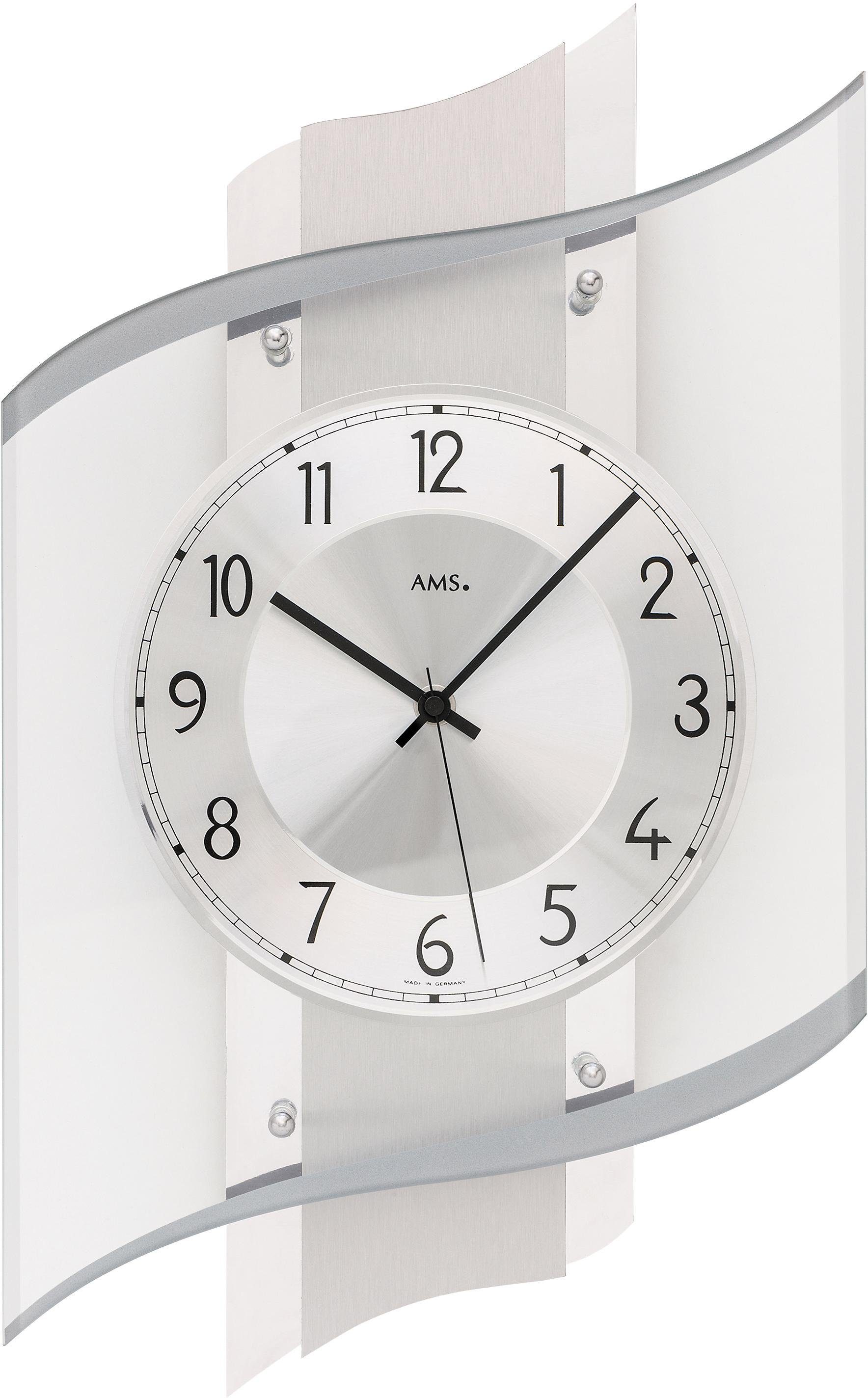 AMS Funkwanduhr F5516 (Quarzuhr,Holz,Glas,Wohnzimmer,Esszimmer,Küche,Made i günstig online kaufen