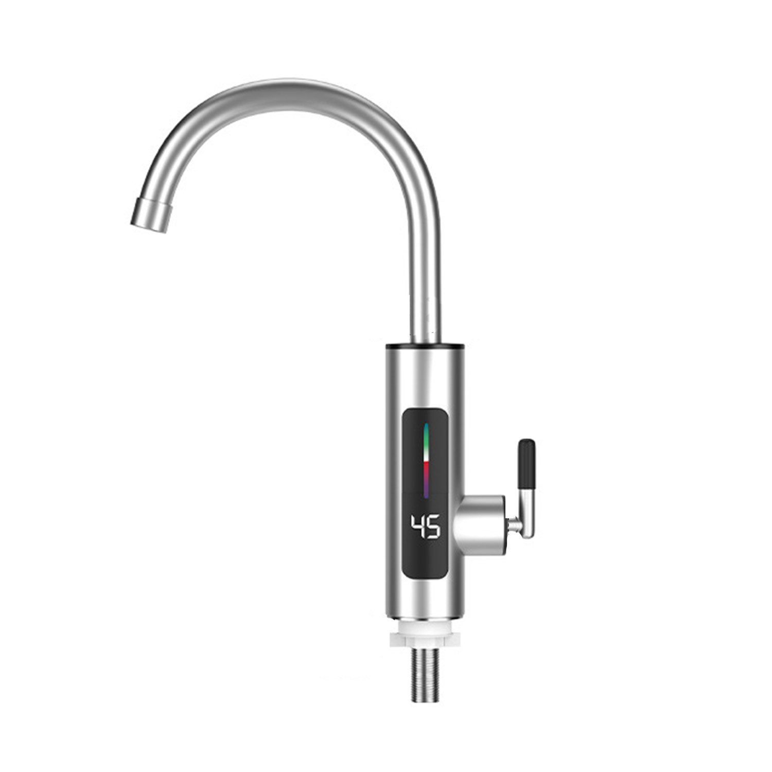 Refttenw Elektrischer Wasserhahn 3000W Küchenarmatur Elektrische Durchlauferhitzer 360° Drehbar, Warm- & Kaltwasserarmatur, Edelstahl Wasserhahn Küche mit LED-Anzeige