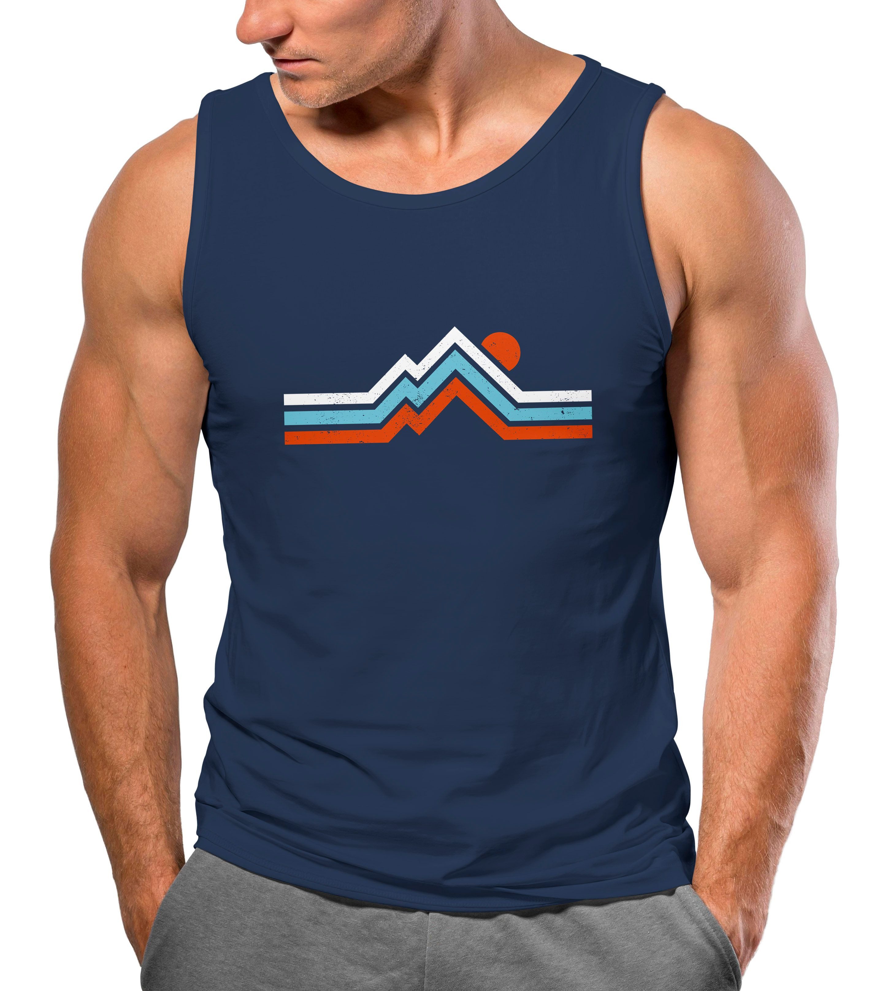 Neverless Tanktop Herren Tank-Top Berge Wandern Bergmotiv Aufdruck Printshirt Gebirge mit Print