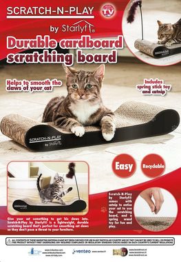 Starlyf Kratzpappe Cat Scratch N Play, (Spar Set, 1-tlg., 1er, 2er oder 4er Pack), Kratzmatte aus Pappe, umweltfreundlich, langlebig, mit Feder