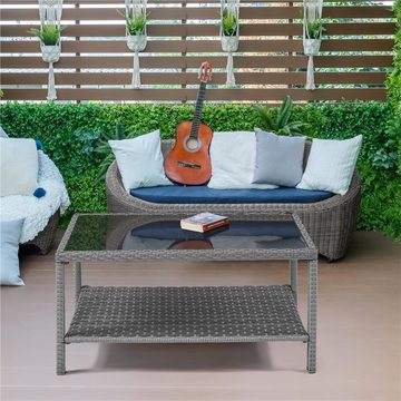 Yaheetech Gartentisch, Balkontisch mit Ablage & Platte für Indoors/Outdoors, Grau