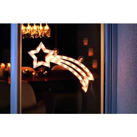 KONSTSMIDE LED Stern Weihnachtsstern, Weihnachtsdeko, LED fest integriert, Warmweiß, LED Fenstersilhouette, Komet, 35 warm weiße Dioden