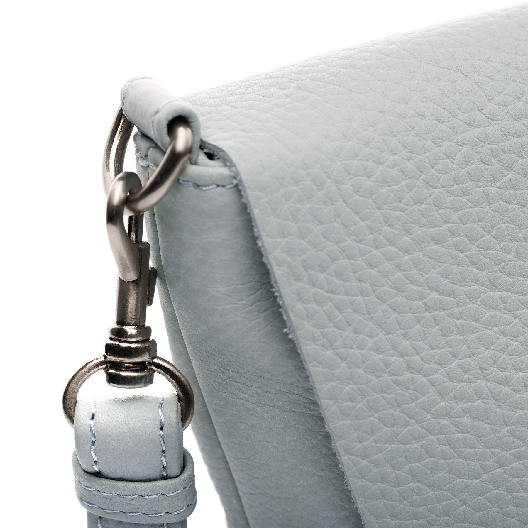 FEYNSINN Umhängetasche echt Leder groß Ledertasche slate LIVA, Schultertasche Echtleder Damen, Crossbody Bag M blau-grau