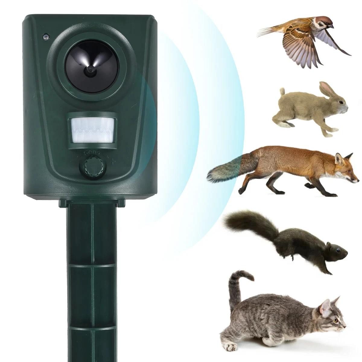 Ultraschall-Tierabwehr Ultraschall Tiervertreiber Wasserdichte für Vögel Ratten Marder Füchse