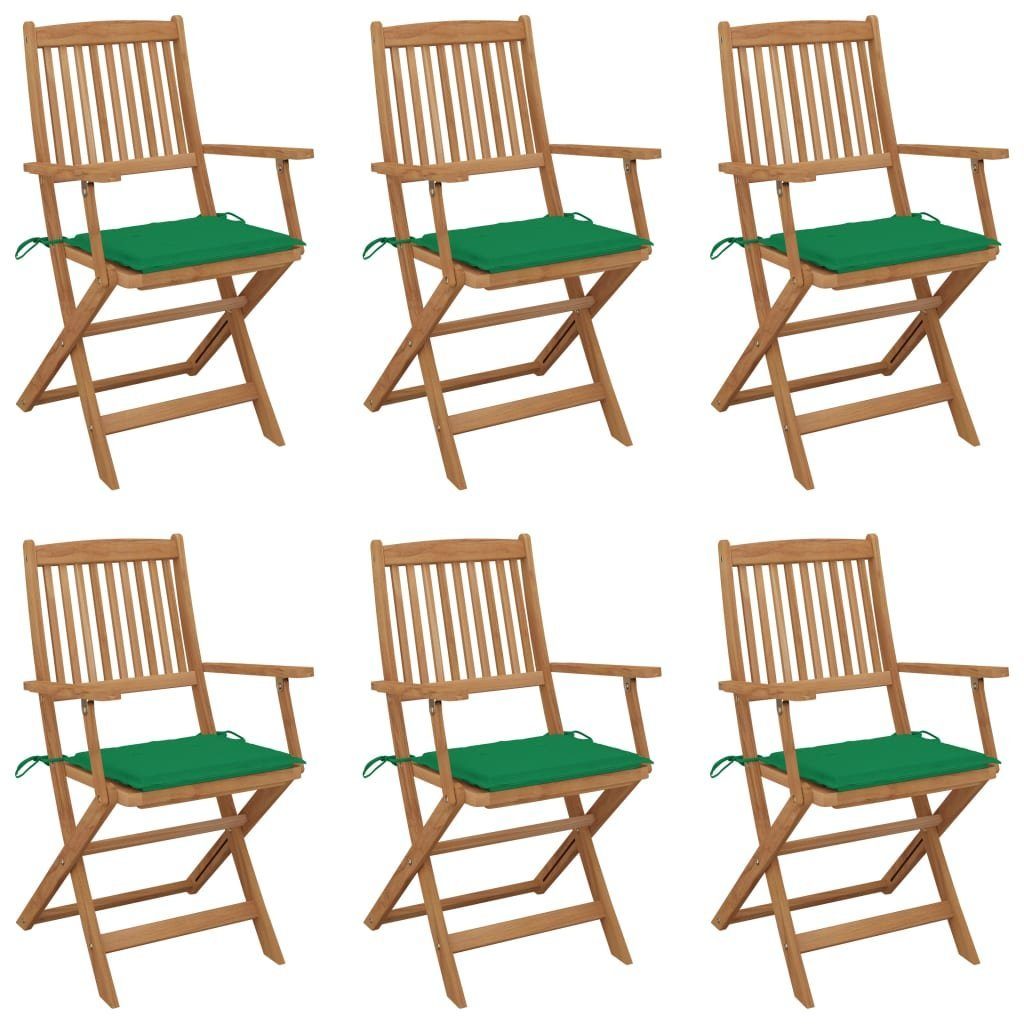 furnicato Gartenstuhl Klappbare Gartenstühle 6 Stk. mit Kissen Massivholz Akazie | Stühle