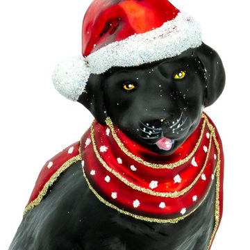 SIKORA Christbaumschmuck BS719 Labrador mit Schal und Mütze Premium Weihnachtsbaum Anhänger