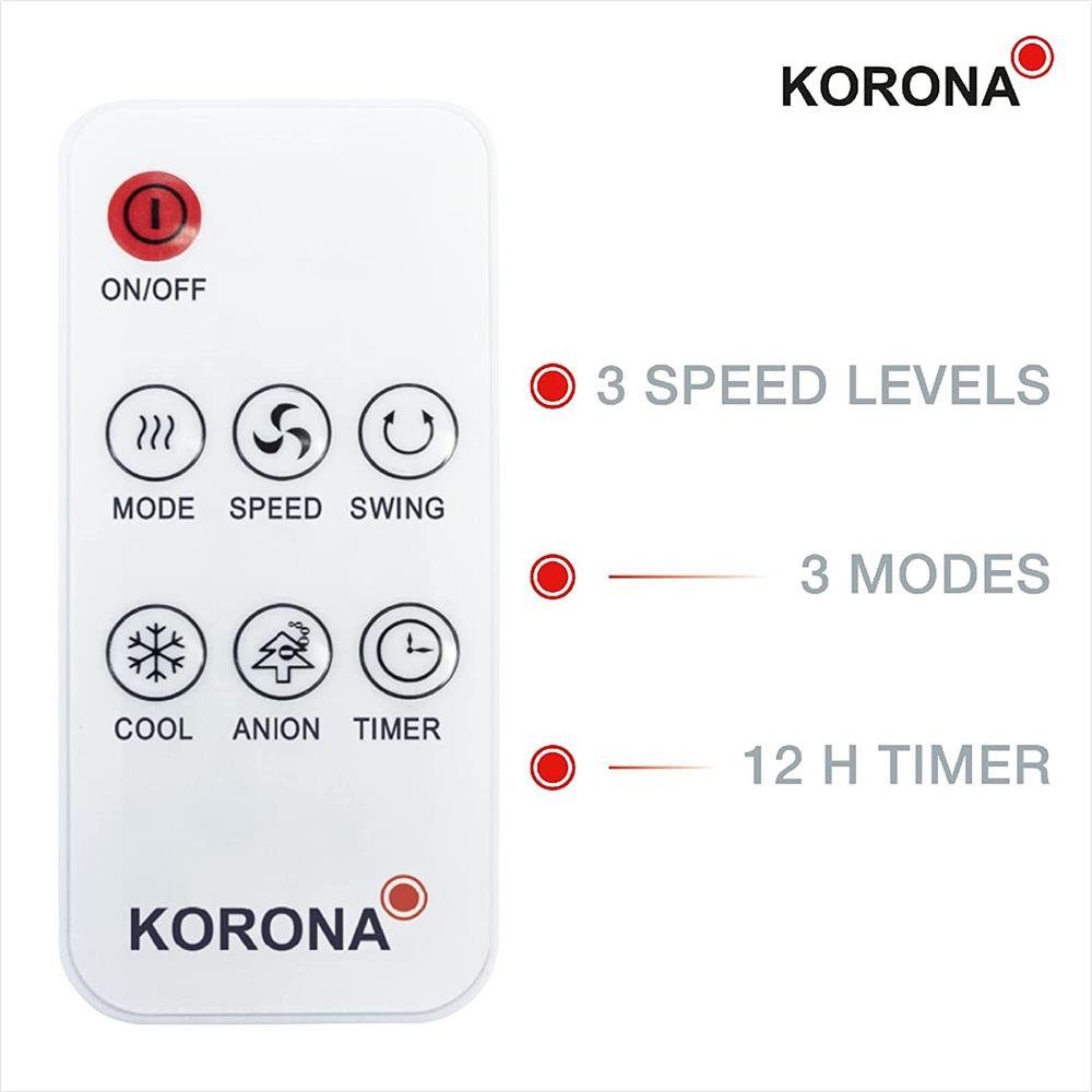 KORONA Turmventilator 81503, 4in1 Säulenventilator, Ventilator, Luftbefeuchter, inkl. Kühlpacks