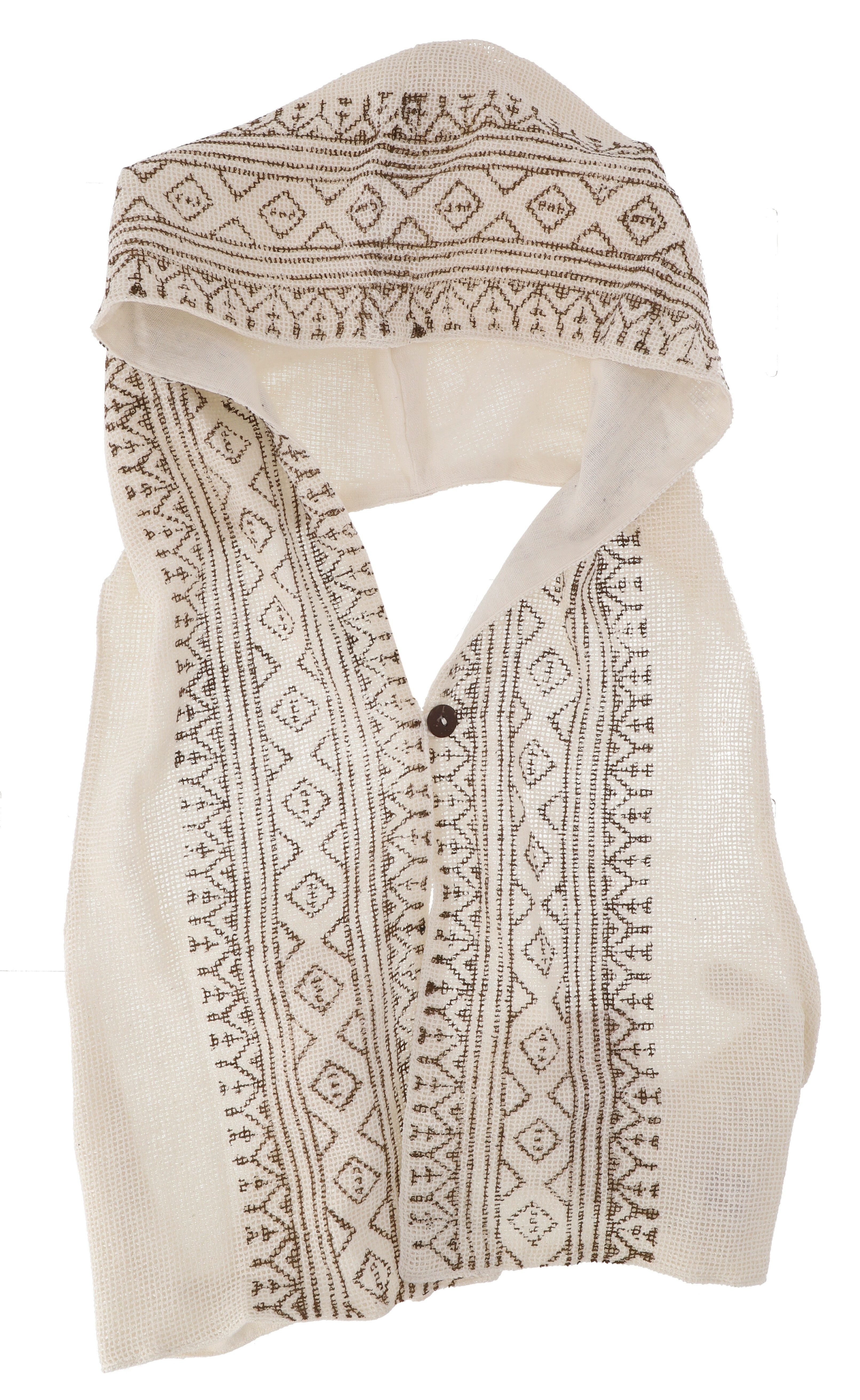 Guru-Shop Langjacke Rückenfreie Boho Weste mit Kapuze, Festival.. alternative Bekleidung