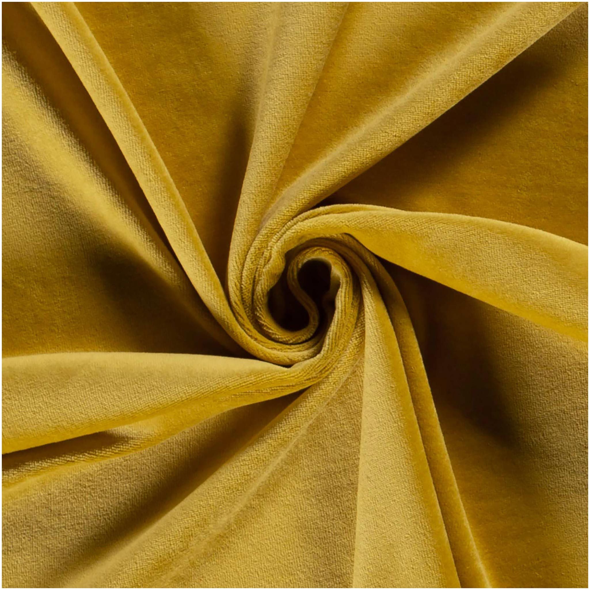 maDDma Stoff Velour Nicky uni ab 50 x 150cm Jersey Velourstoff Baumwolle, 234 - ocker