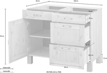 Home affaire Unterschrank Alby Breite 100 cm, 1 Tür, 4 Schubladen