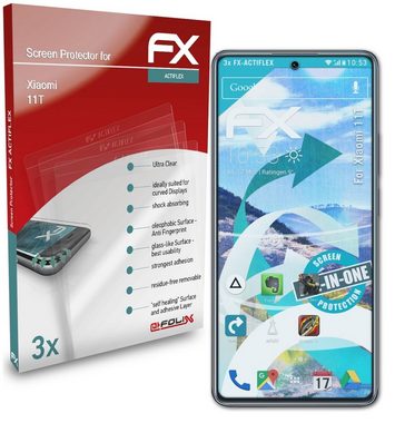 atFoliX Schutzfolie Displayschutzfolie für Xiaomi 11T, (3 Folien), Ultraklar und flexibel