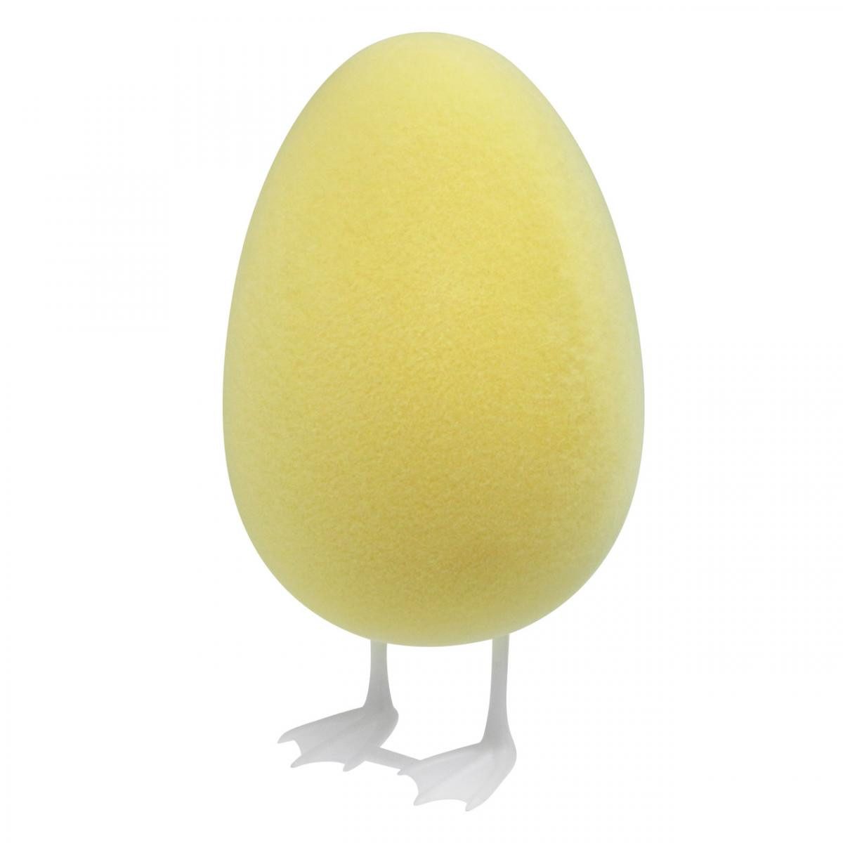 Florists Products Osterei Ostern Dekofigur Ei mit Beinen Gelb Samtiger Glanz Tischdeko