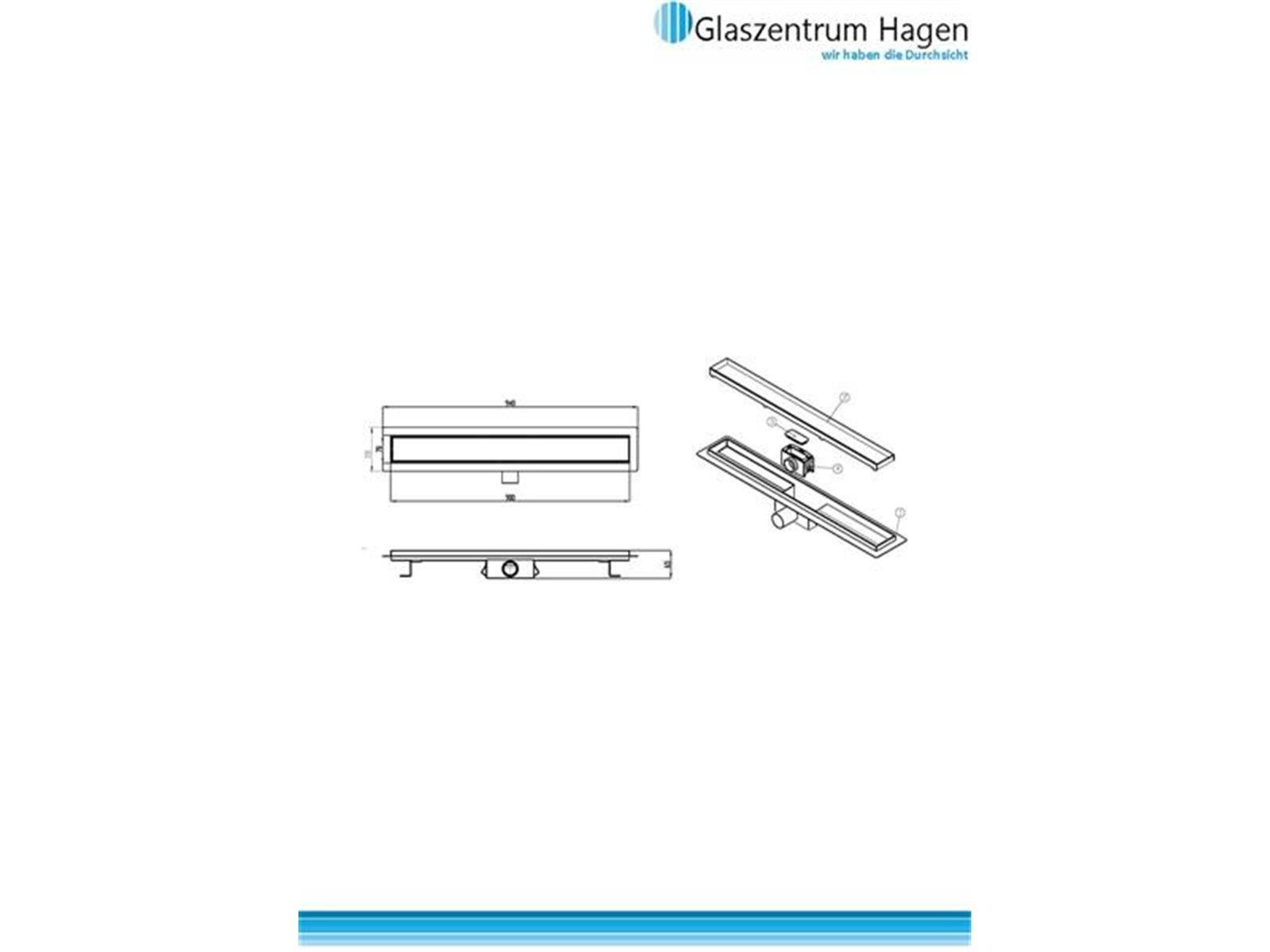Glaszentrum Hagen Duschwanne 90cm Edelstahl Duschrinne Duschablauf Ablaufrinne - Flach - Befliesbar