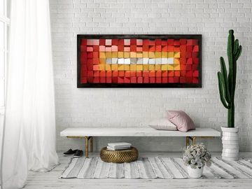 KUNSTLOFT Wandbild Flammentanz 140x60 cm, handgefertigtes Wandbild mit 3D Effekt