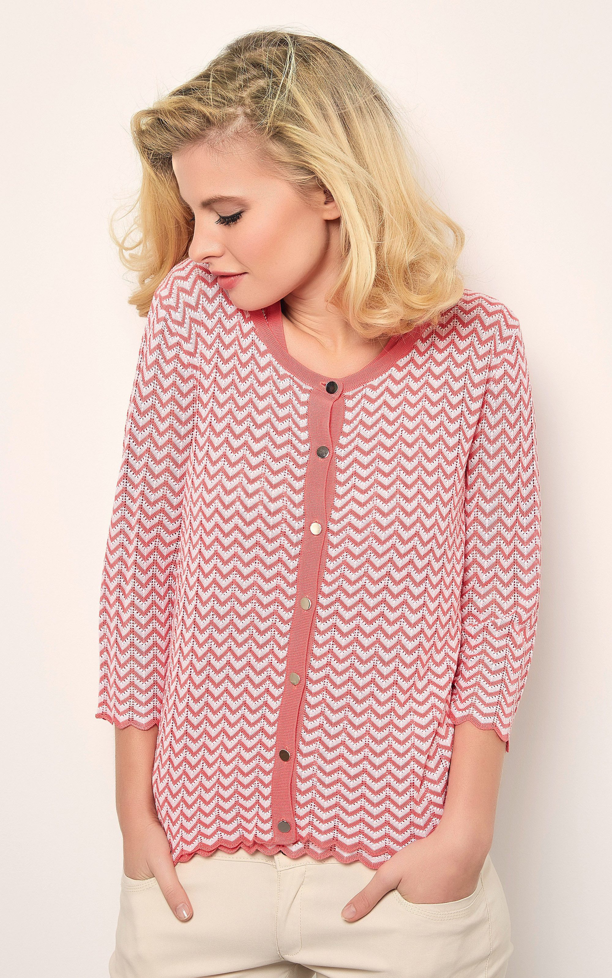 Passioni Cardigan Twinset im Zick-Zack Muster günstig online kaufen