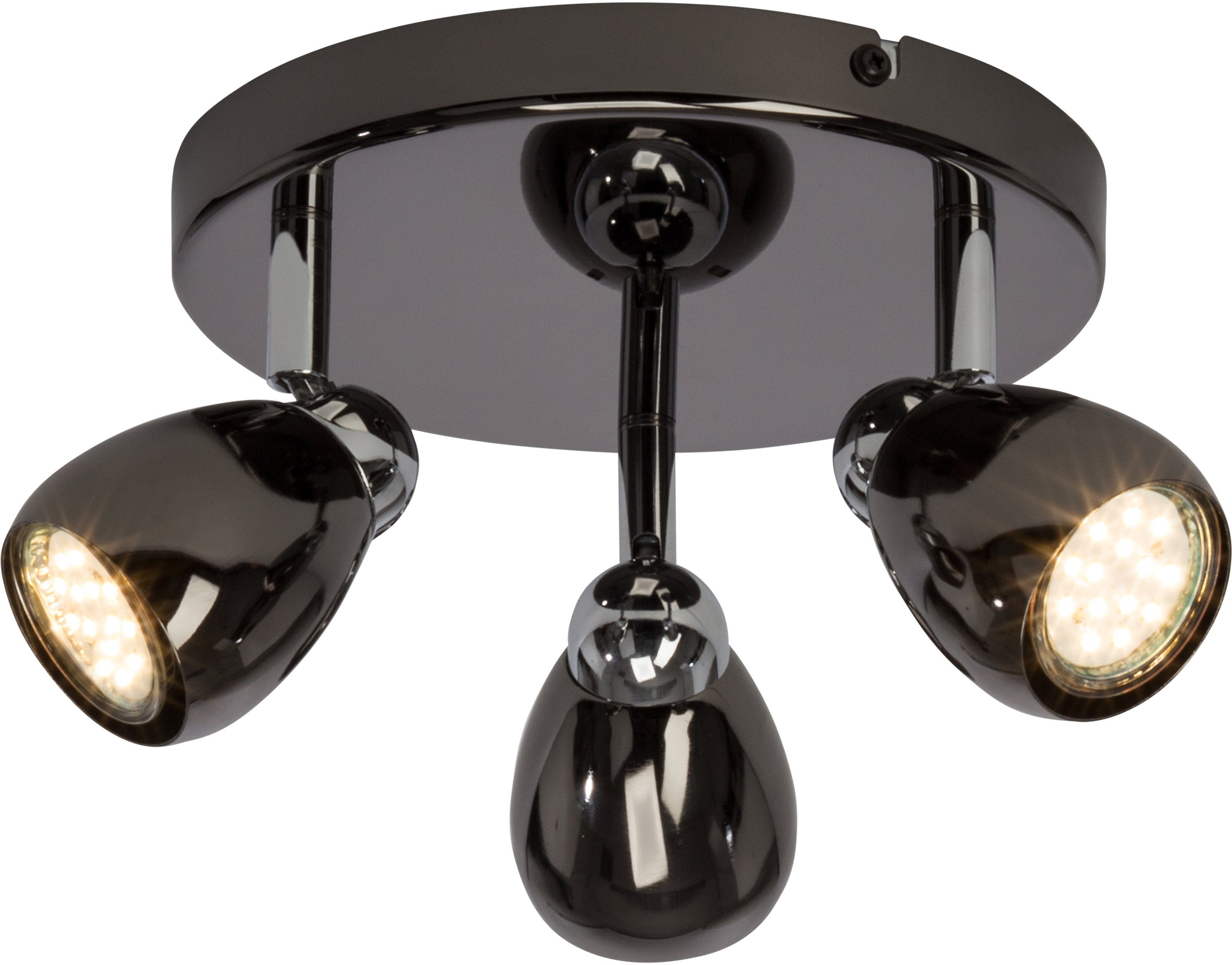 Brilliant LED Deckenstrahler Milano, LED wechselbar, Ø 33 cm, 3 x GU10 Leuchtmittel inklusive, Metall, schwarz chrom