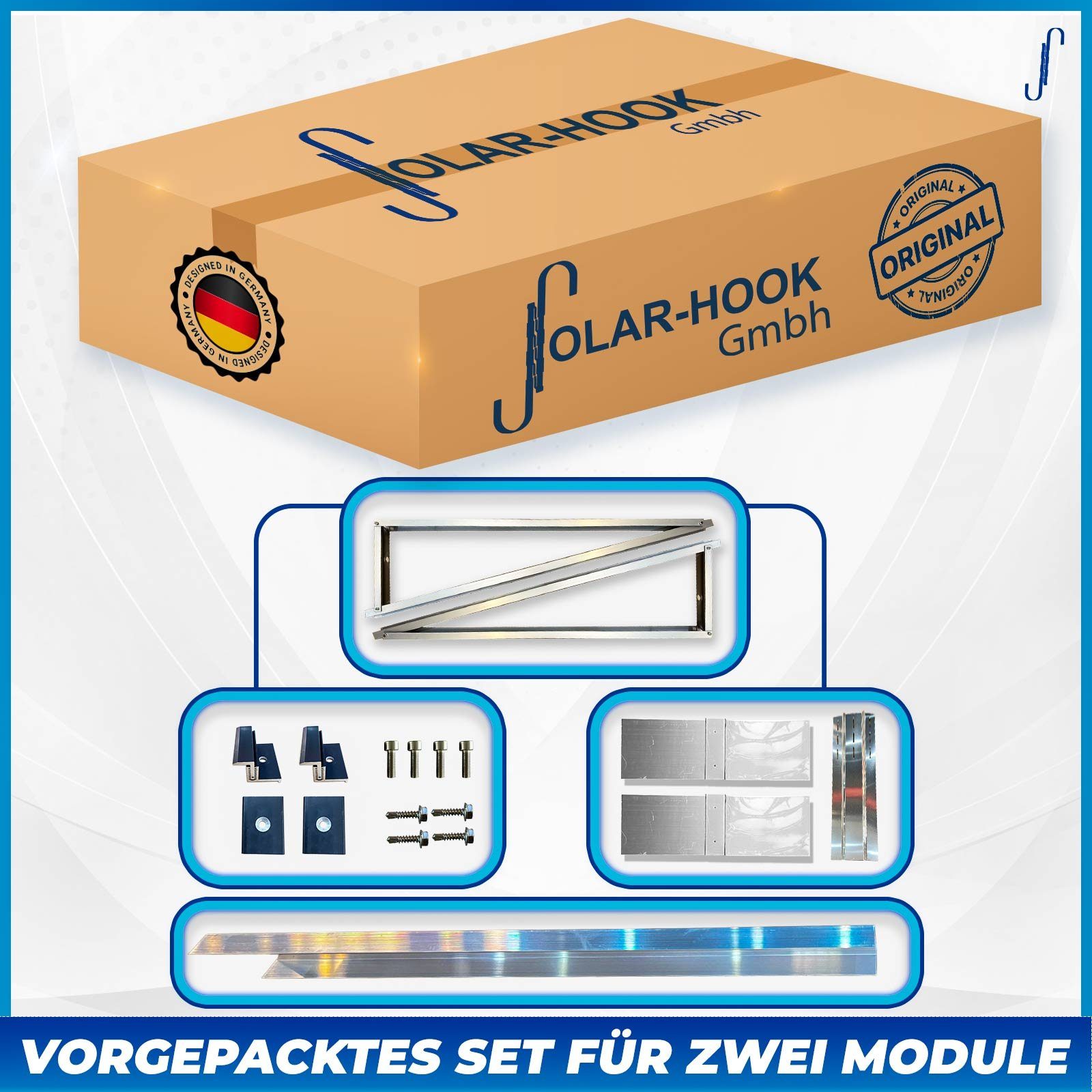 SOLAR-HOOK etm Montage-Kit Montagepaket SÜD für Premium 2 (nebeneinander) Aufständerung