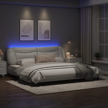 vidaXL Bett Bettgestell mit LED Weiß 200x200 cm Kunstleder