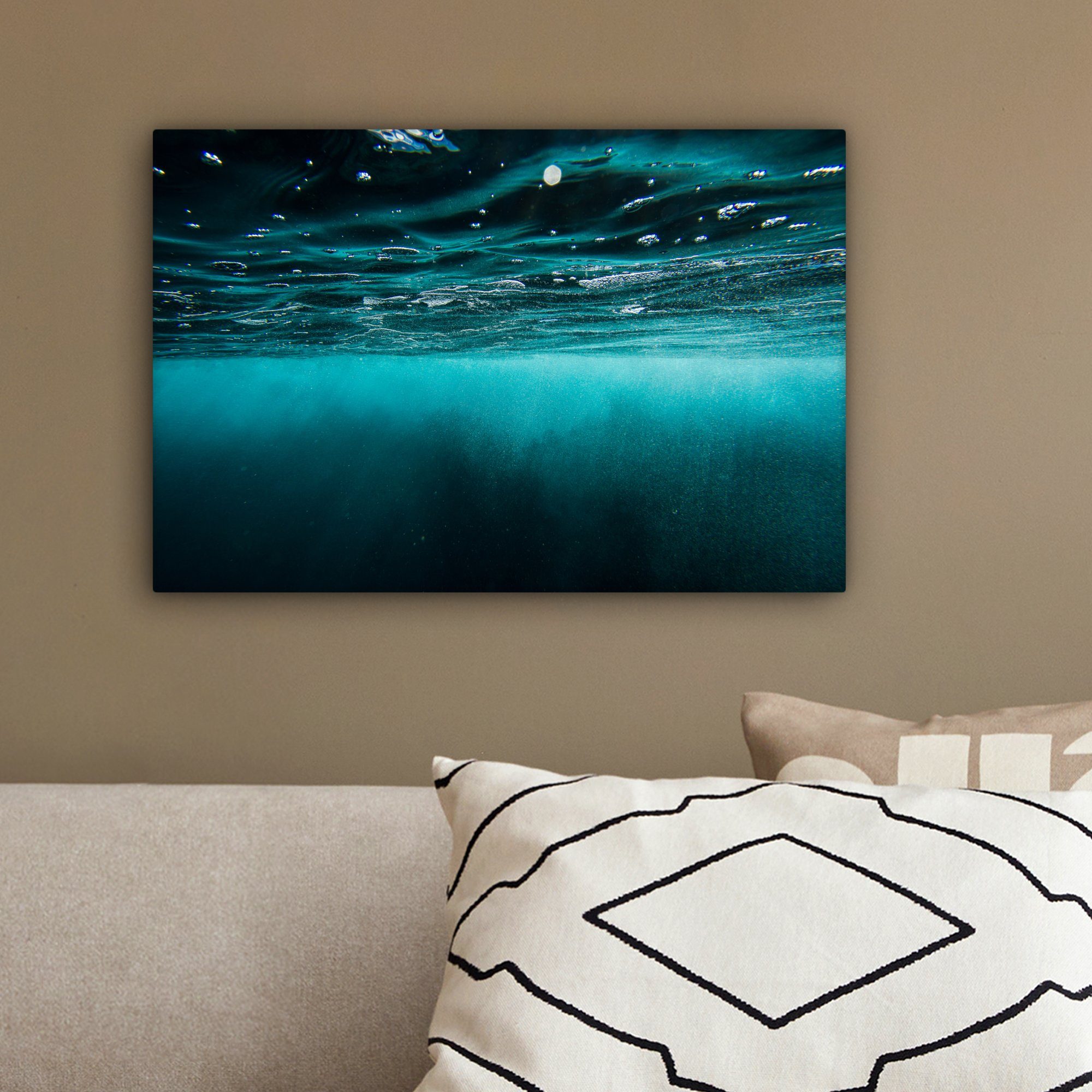 Leinwandbilder, Wandbild Leinwandbild Meer Aufhängefertig, Blau, - (1 OneMillionCanvasses® 30x20 Wanddeko, - Unterwasser cm St),