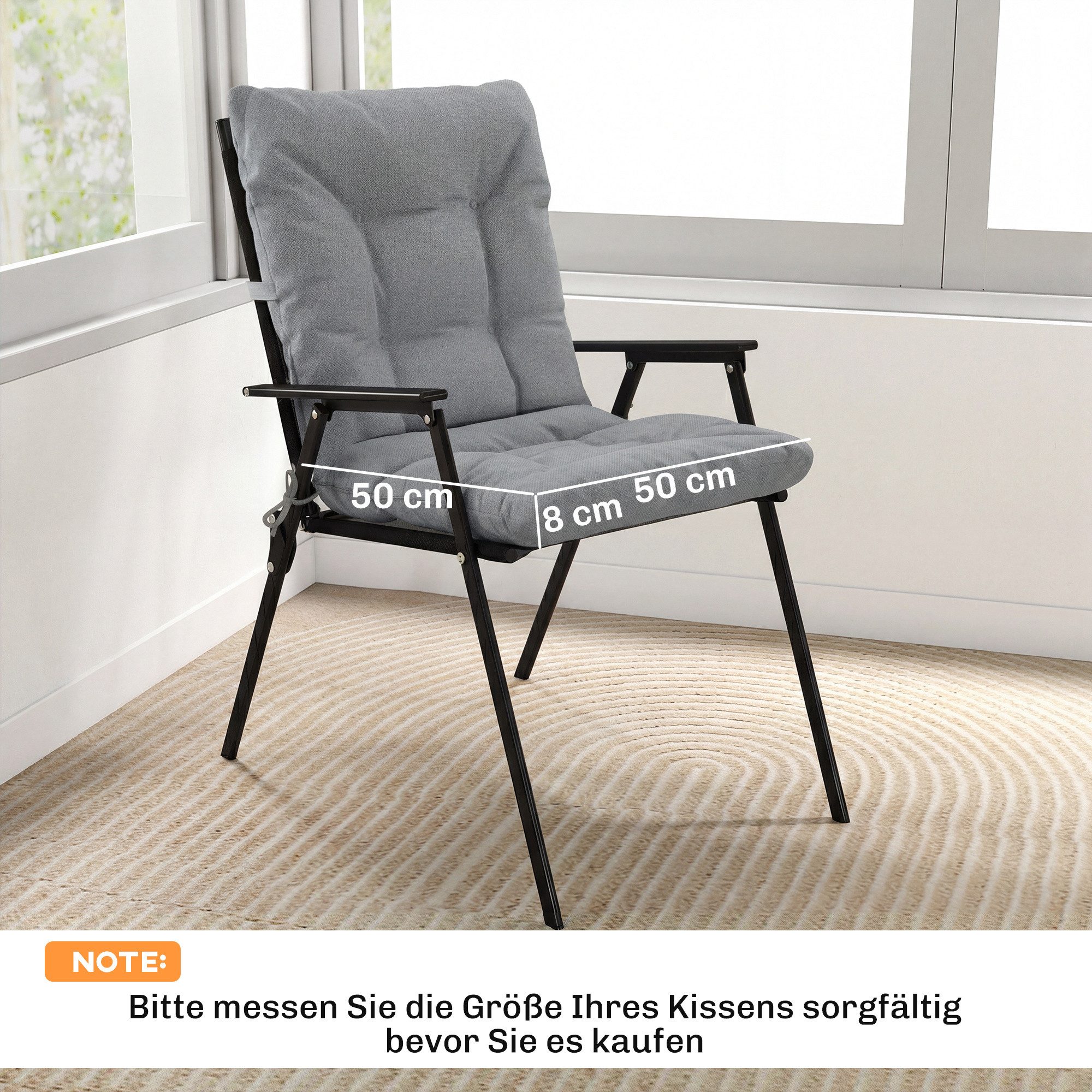 Outsunny Sitzauflage 2er Set Sitzkissen Stuhlkissen Indoor Outdoor Sitzpolster Hellgrau, (Sitzpolster, 2 St., Stuhlpolster), Outdoor-geeignet, wasserabweisend