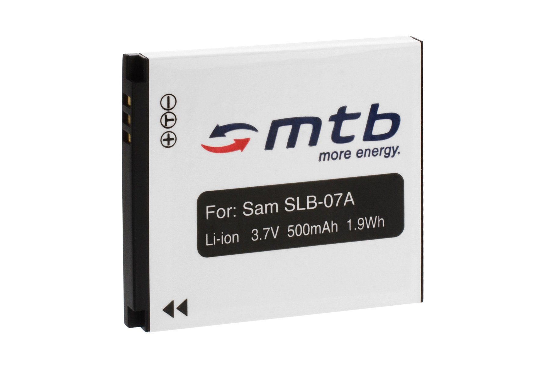mtb more energy [BAT-279 - Li-Ion] Kamera-Akku kompatibel mit Akku-Typ Samsung SLB-07A 500 mAh (3,7 V), passend für: Samsung DualView TL210, TL220, TL225 / Samsung (Digimax) PL150, PL151, ST45, ST50, ST500, ST510, ST550, ST560, ST600, TL90… | Akkus und PowerBanks