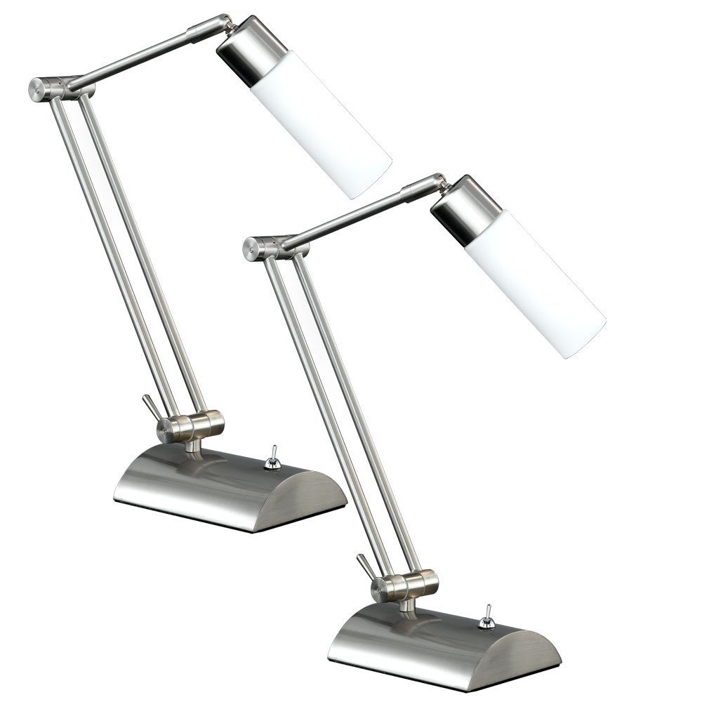 WOFI Schreibtischlampe, Leuchtmittel inklusive, beweglich Tisch 2er Tischleuchten Lampe Set Schalter Büro Warmweiß
