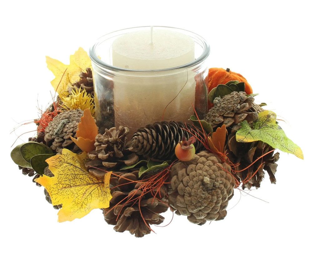 Home-trends24.de Windlicht Herbst Kranz Deko Tisch Windlicht Glas Halloween günstig online kaufen
