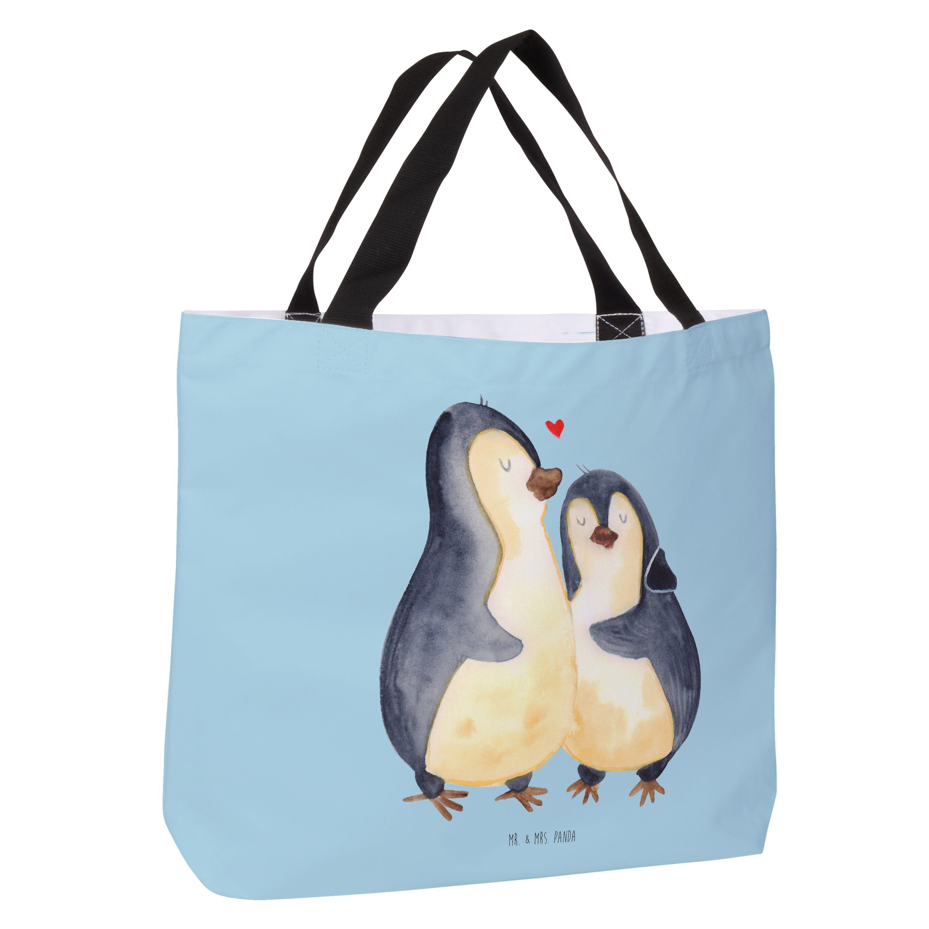 Eisblau Shopper Liebes Mrs. Panda - Pinguin Geschenk, Mr. umarmend Tasche, Freizeittasche, (1-tlg) & -